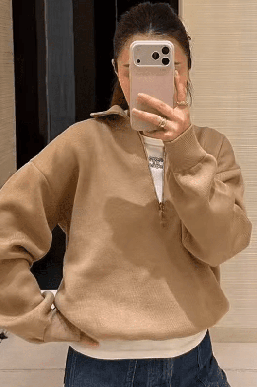 SOKYND Alice Half-Zip Knit Sweater SweaterSOKYND-657751-BEI-M-11639BeigeM