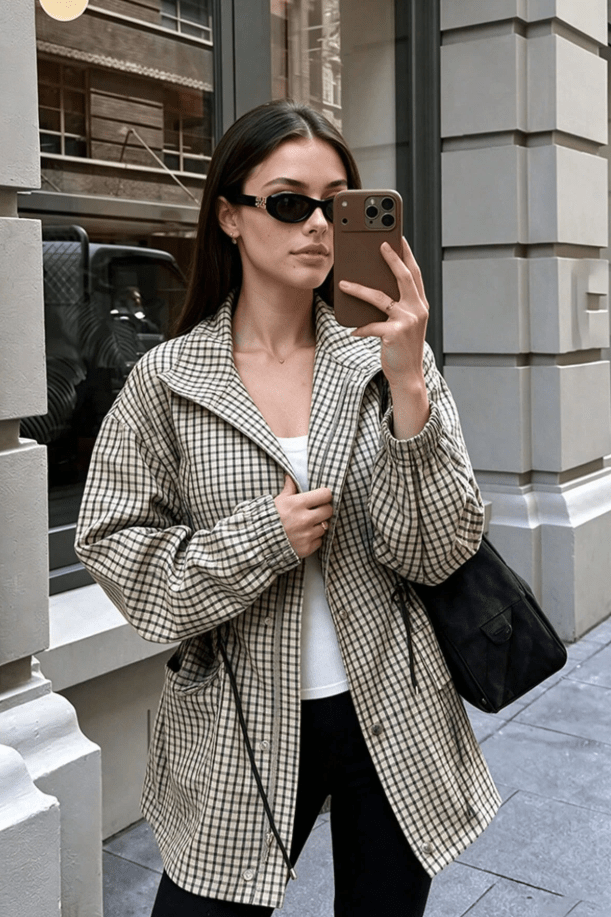 SOKYND Amelia High-Neck Plaid Jacket JacketSOKYND-703959-M-OS-28855M