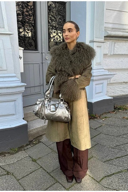 SOKYND Ava Patchwork Faux Fur Collar Coat CoatSOKYND-781207-M-OS-90679M