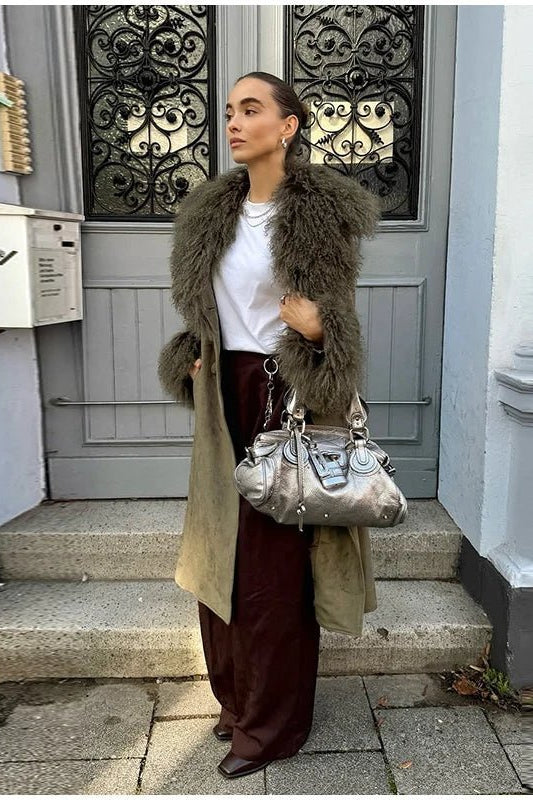 SOKYND Ava Patchwork Faux Fur Collar Coat CoatSOKYND-781207-S-OS-57911S