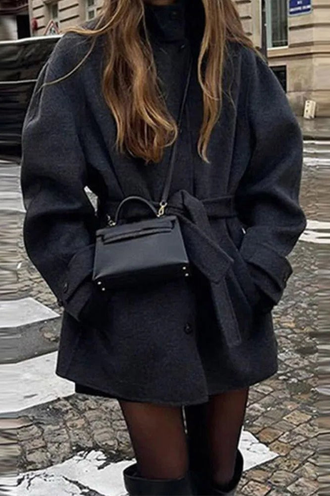 SOKYND Billie Stand Collar Short Coat Coats & JacketsTs1767625273831382136BlackM