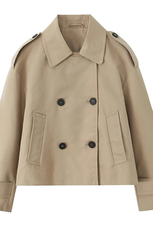 SOKYND Carmen Cropped Double Breasted Trench Coat CoatSOKYND-670935-BEI-S-82071BeigeS