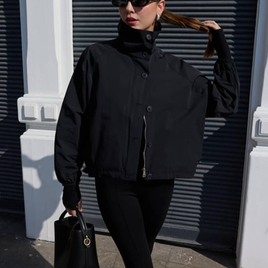 SOKYND Celeste High - Neck Jacket Coats & JacketsBlackS
