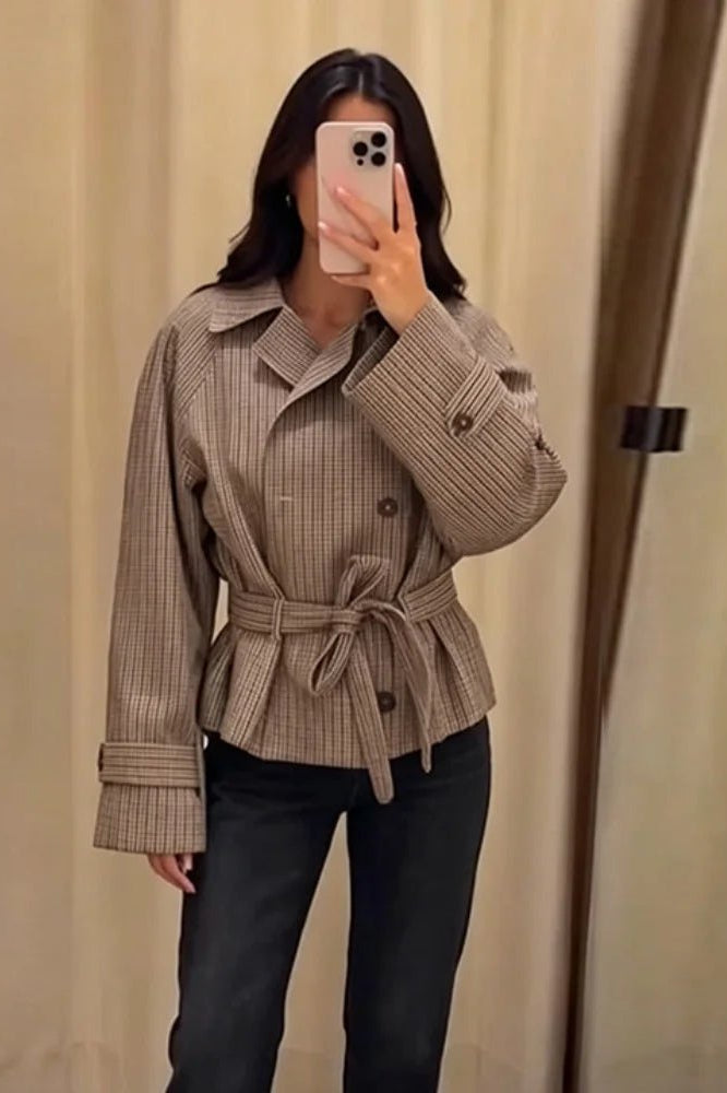 SOKYND Daniela Plaid Belted Trench Coat CoatSOKYND-117079-XS-OS-76343XS