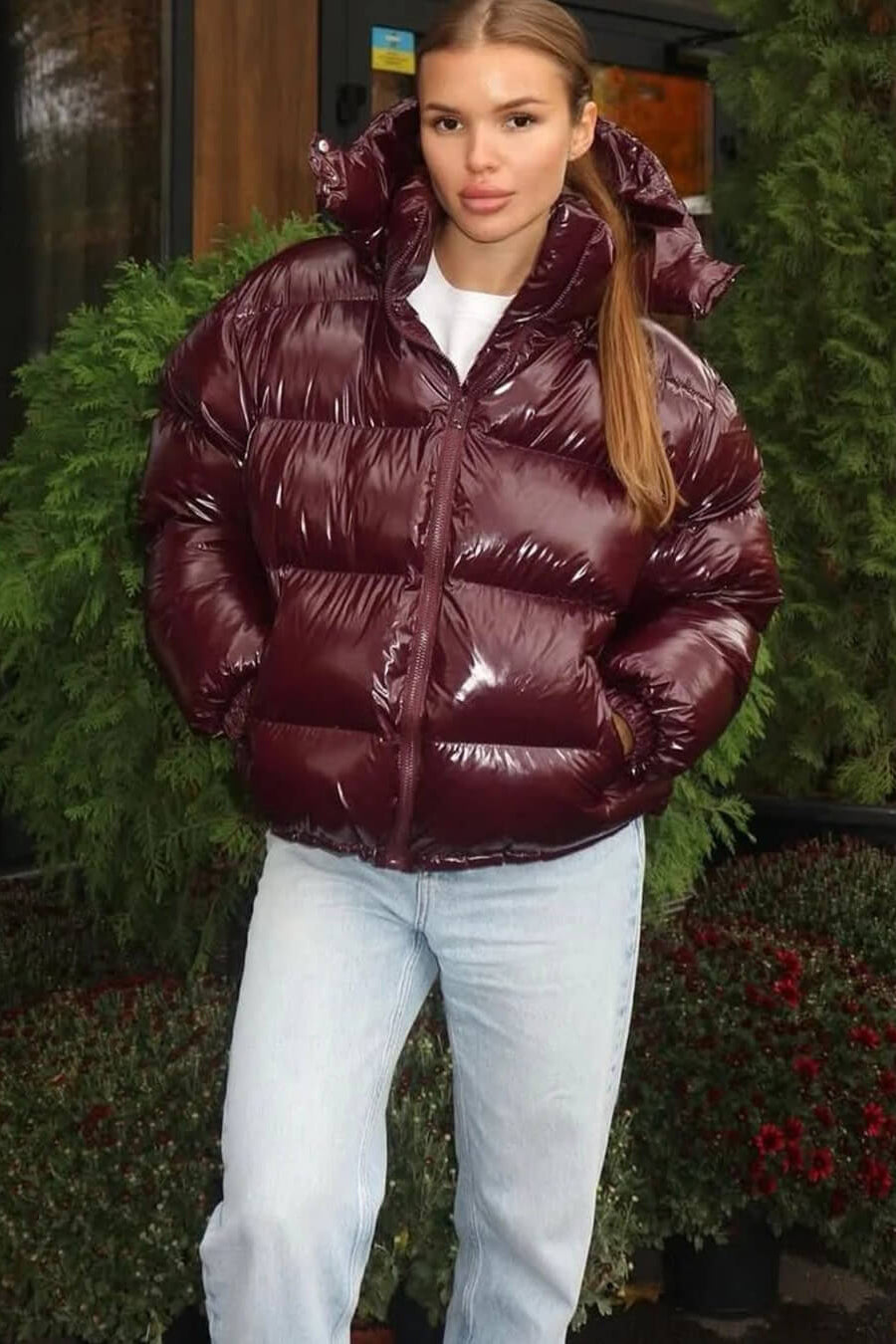 SOKYND Davina Hooded Puffer Jacket Coats & JacketsqZ1767356248747273411BurgundyS