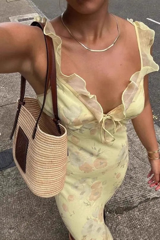 SOKYND Diana Floral Print Plunge Maxi Dress Dresses1005008832364106-;rf1773325641332446061YellowS