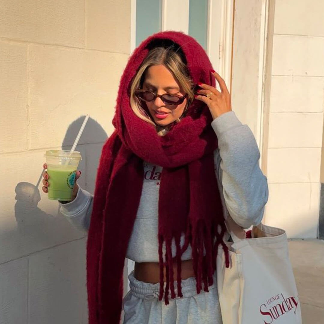 SOKYND Emilia Tasseled Winter Scarf AccessoriesSOKYND-388311-BUR-OS-04471Burgundy