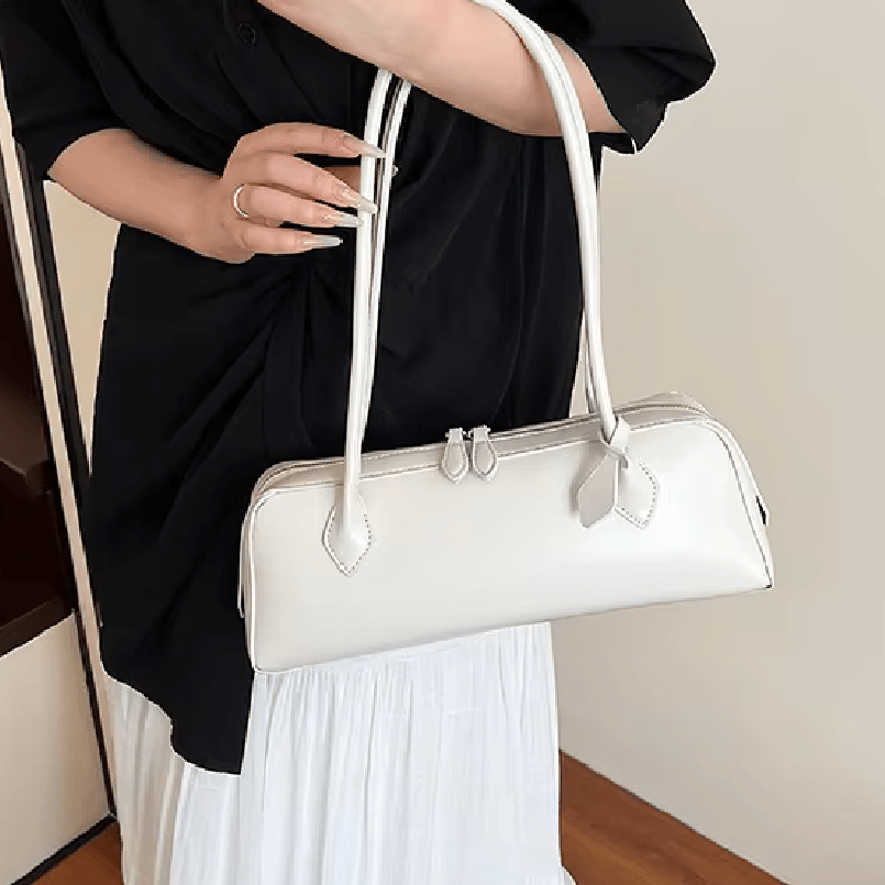 SOKYND Emily Vintage Leather Baguette Bag BagSOKYND-838871-WHI-OS-69719White