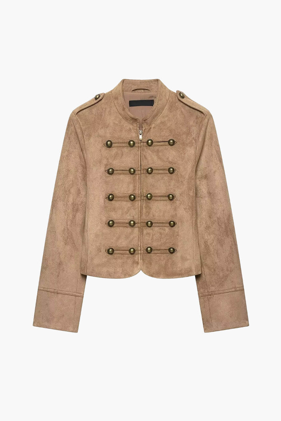 SOKYND Evelyn Faux Suede Napoleon Slim Jacket JacketSOKYND-016983-BRO-XS-73527BrownXS