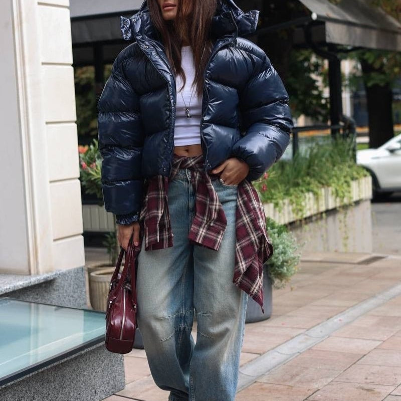 SOKYND Fiona Hooded Glossy Puffer Jacket JacketSOKYND-344727-NAV-S-58935Navy BlueS