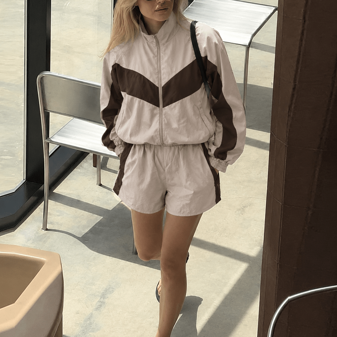 SOKYND Gina Colorblock Jacket Shorts Set Matching SetsSOKYND-060695-BEI-S-77623BeigeS