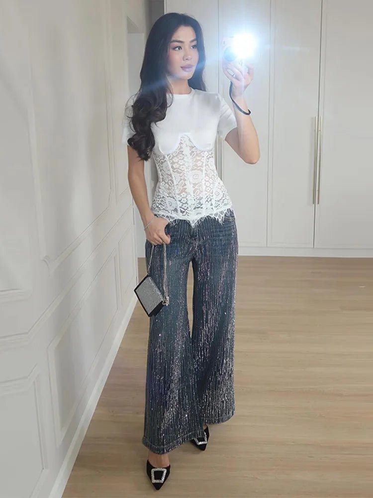 SOKYND Hailee Lace Corset Top in White