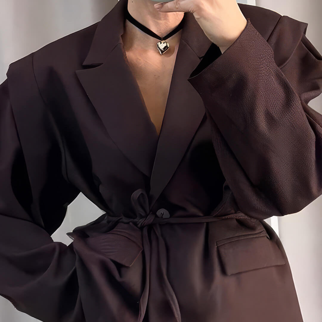 SOKYND Jacinta Wide Sleeve Belted Blazer Coats & JacketsSOKYND-212247-BRO-S-67255BrownS