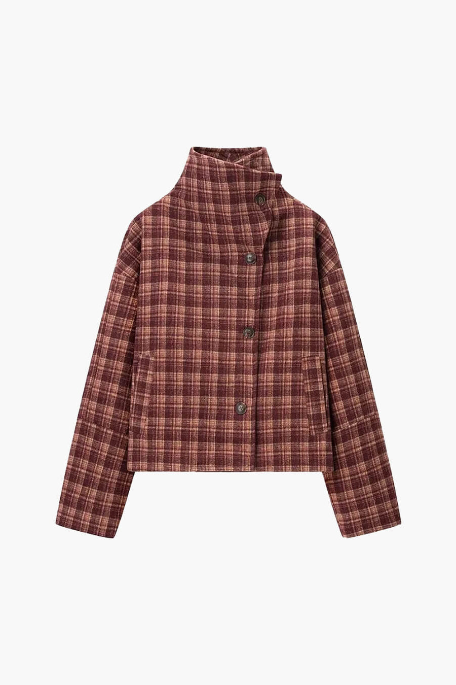 SOKYND Jane Plaid Stand Collar Coat CoatSOKYND-608023-S-OS-44951S