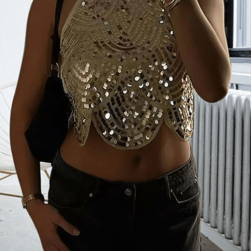 SOKYND Jane Sequin Halter Top TopSOKYND-200663-GOL-XS-91671GoldXS