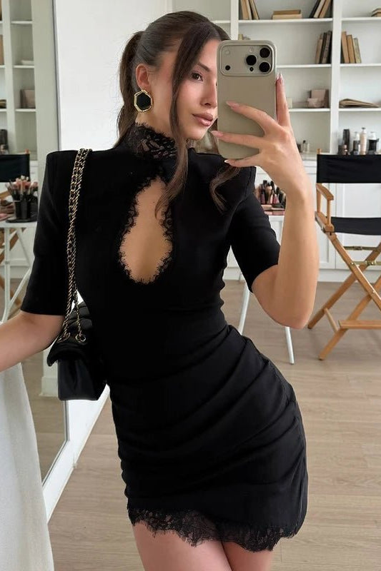 SOKYND Jasmin Cut-Out Lace Bodycon Mini Dress DressSOKYND-535447-BLA-M-22487BlackM