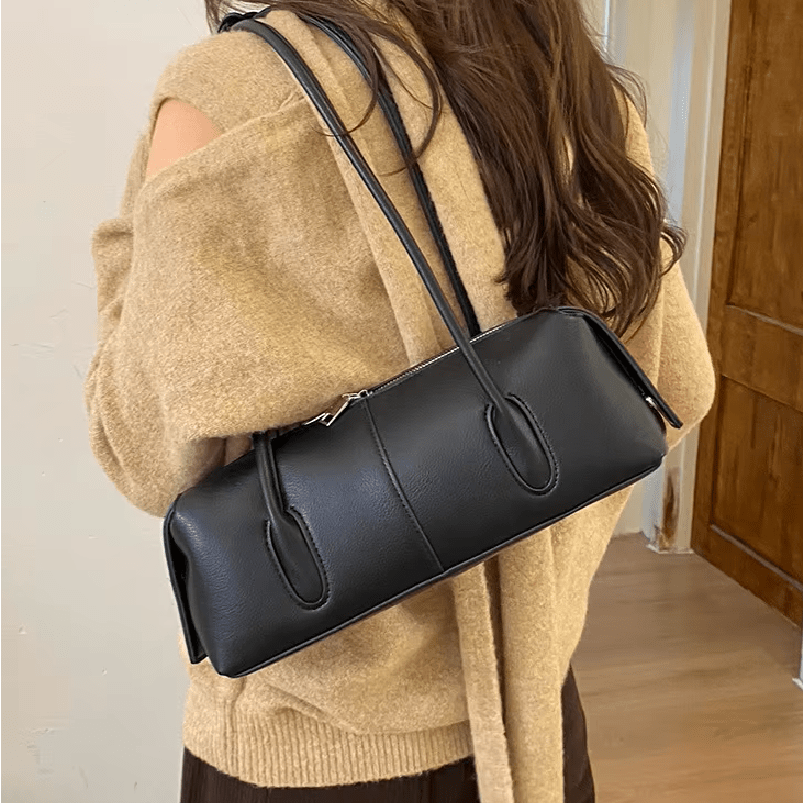 SOKYND Jessica Cylindrical Leather Shoulder Bag BagSOKYND-703639-BLA-OS-47319Black