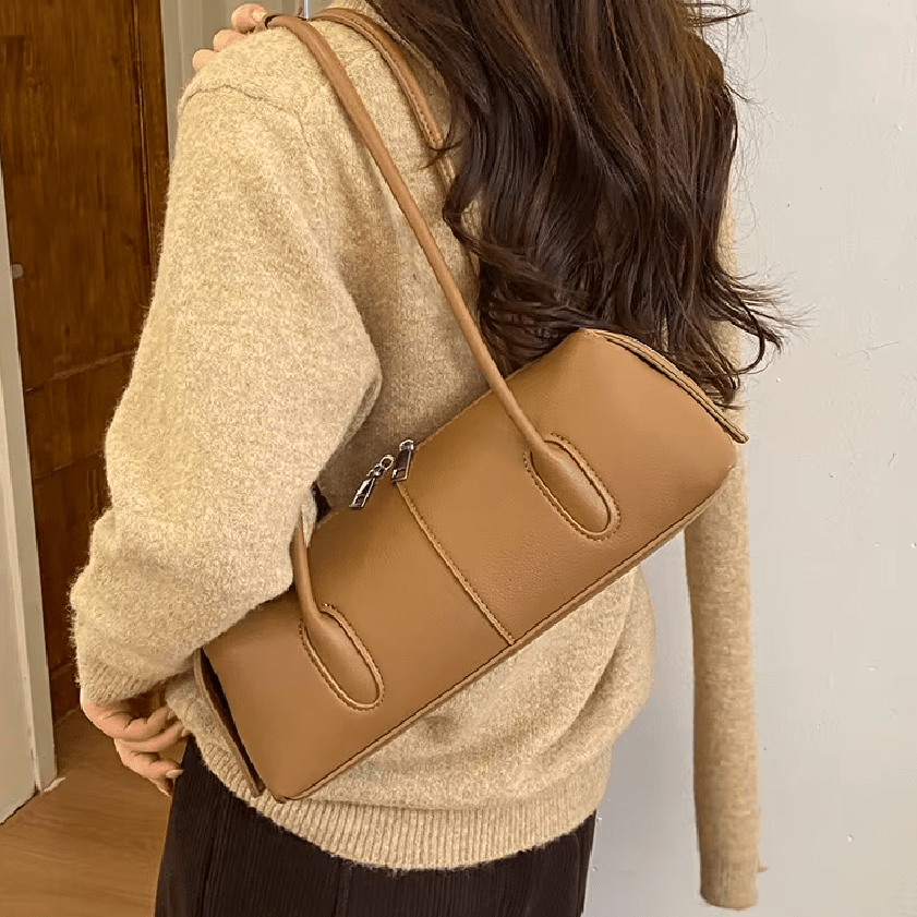 SOKYND Jessica Cylindrical Leather Shoulder Bag BagSOKYND-703639-BRO-OS-12855Brown