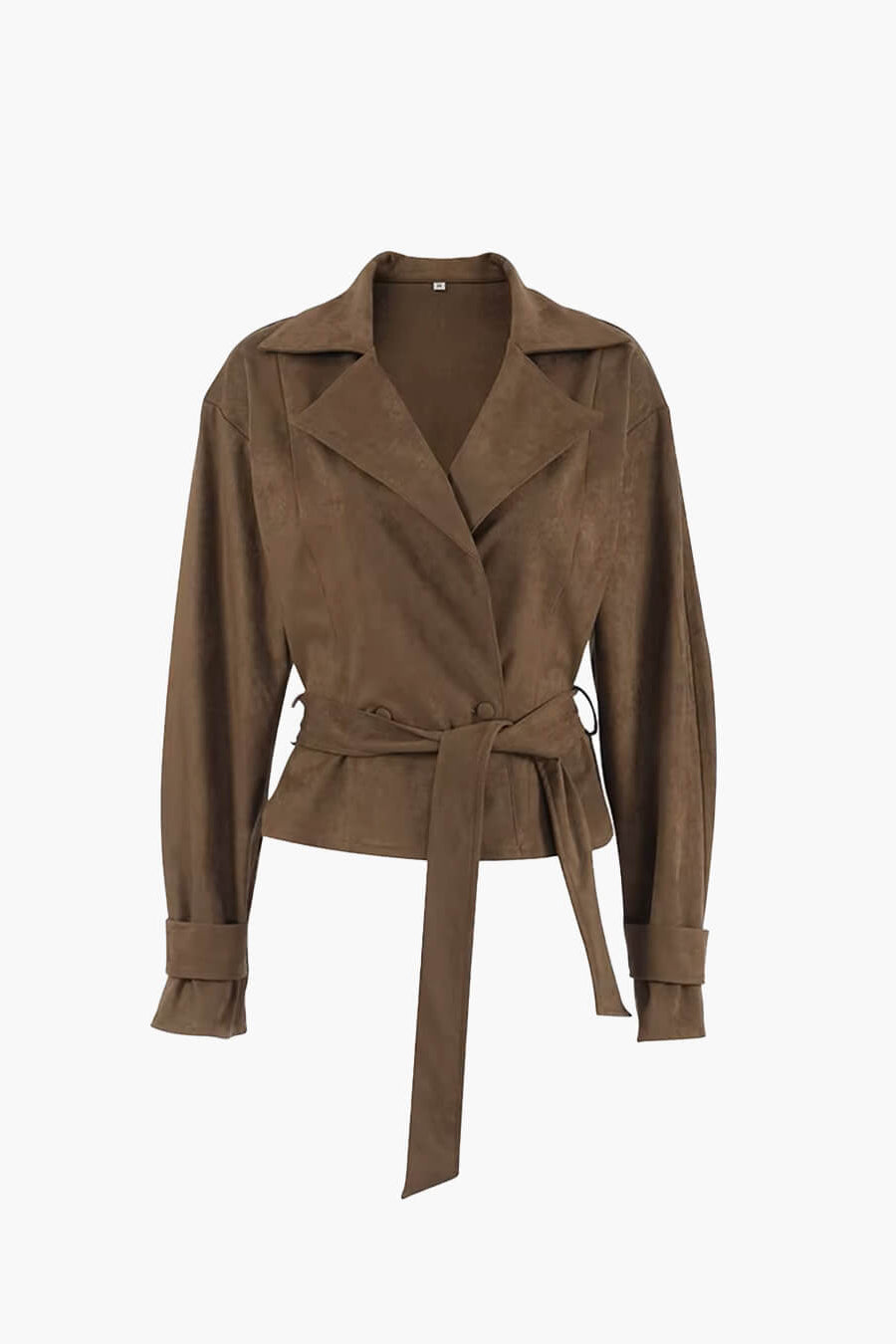 SOKYND Joanna Faux Suede Belted Wrap Jacket JacketSOKYND-270231-BRO-M-90455BrownM