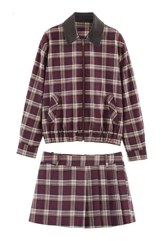 SOKYND Julia Check Bomber & Skort Set Matching SetsSOKYND-326551-JAC-M-97047Jacket OnlyM