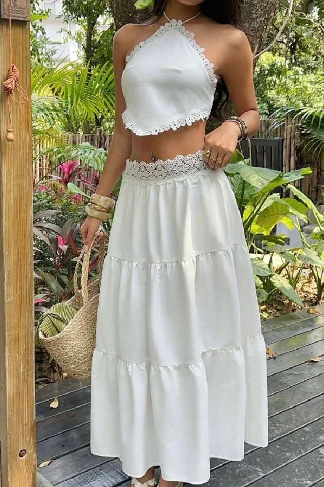 SOKYND Julie Lace Halterneck Layered Skirt Set Matching SetsSOKYND-801623-S-OS-60599S