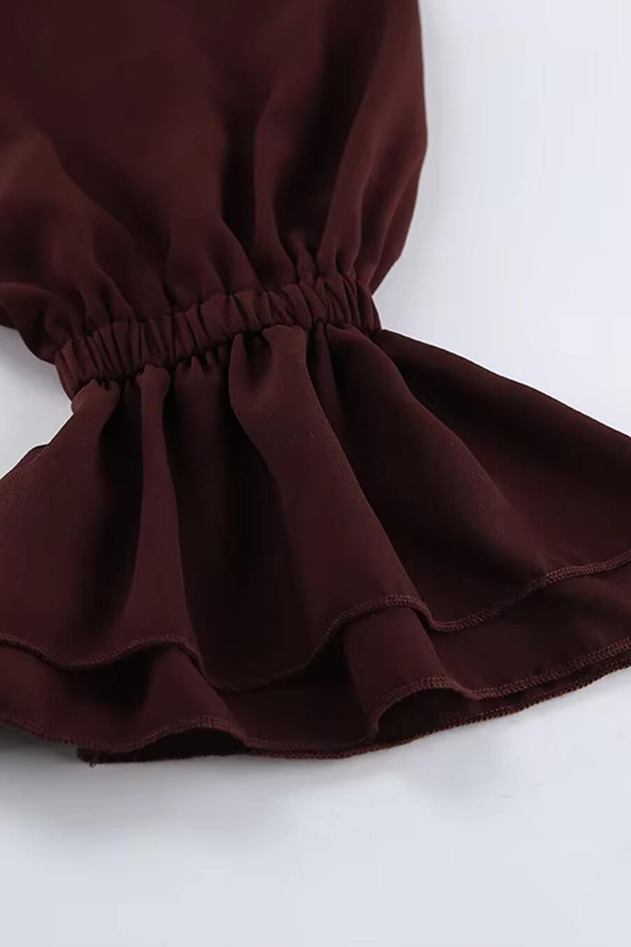 SOKYND Kelly Tie Neck Ruffled Blouse BlouseSOKYND-287383-BUR-M-30391BurgundyM