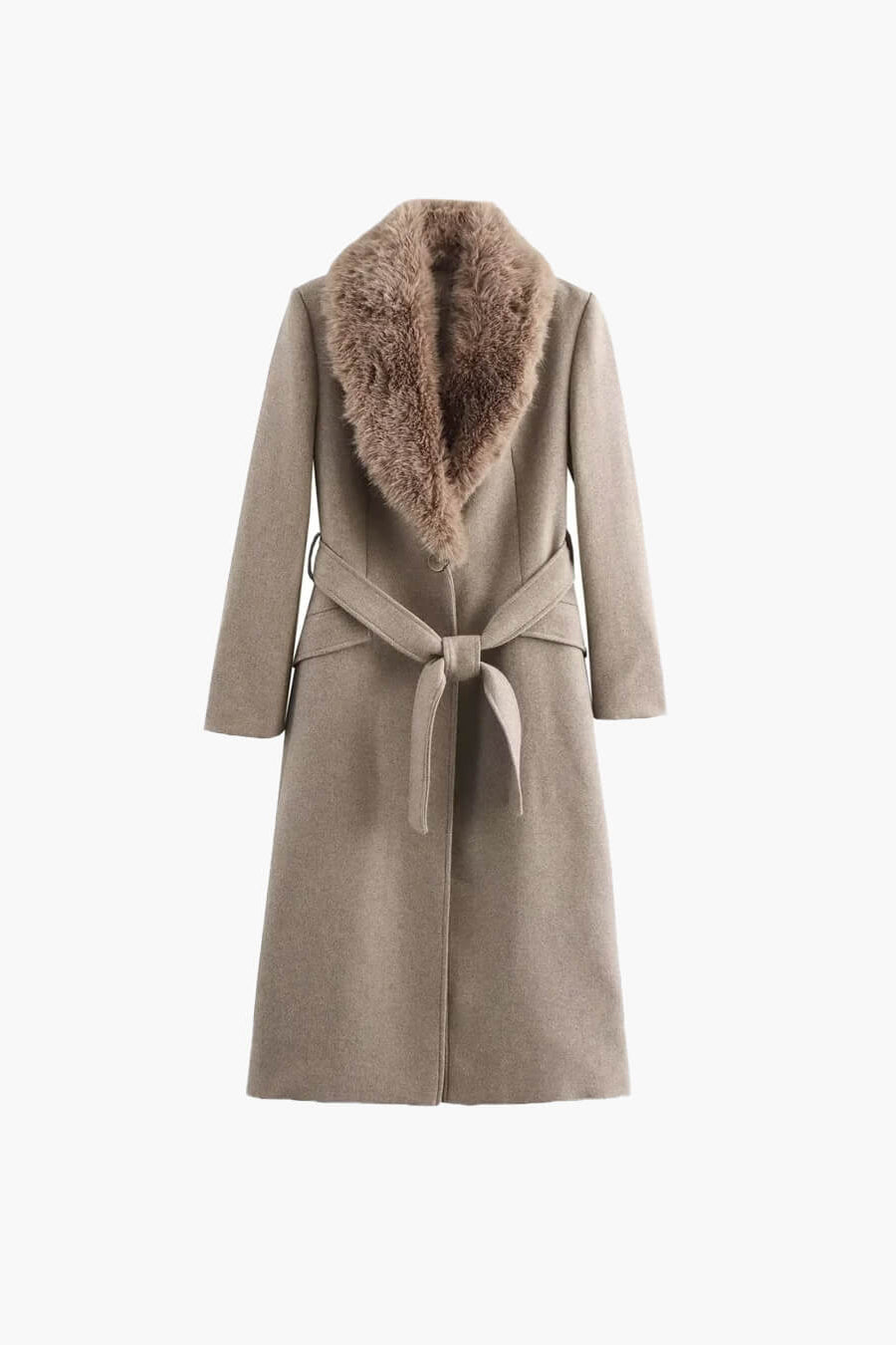 SOKYND Kirsty Faux Fur Collar Maxi Coat Coats & JacketsND1767625273834608714BeigeXS