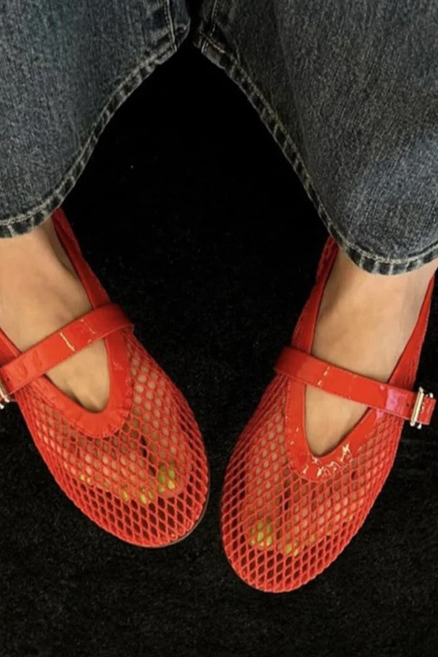 SOKYND Laura Mesh Ballet Flats ShoesRed35