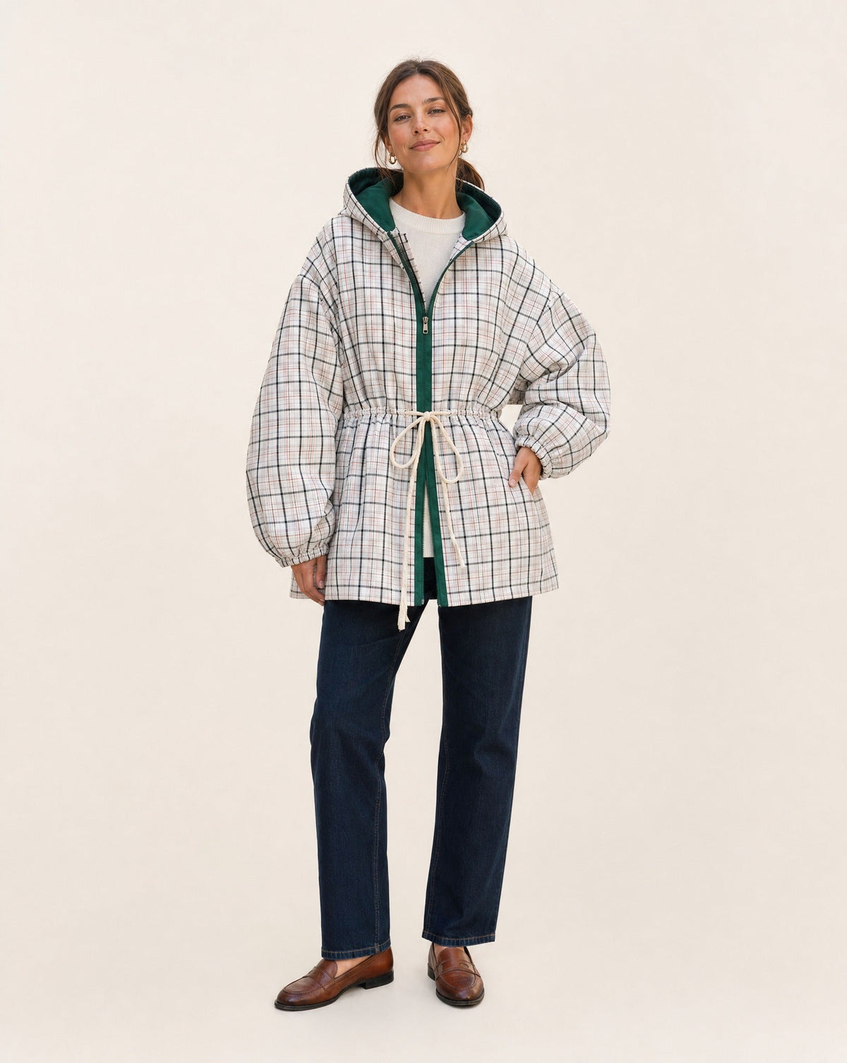 SOKYND Leah Retro Plaid Hooded Jacket JacketSOKYND-410199-S-OS-96695S