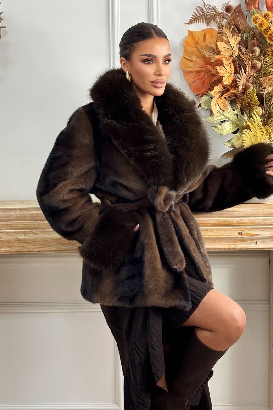SOKYND Leslie Faux Fur Coat Coats & JacketsBB1767356248749272891MCoffee