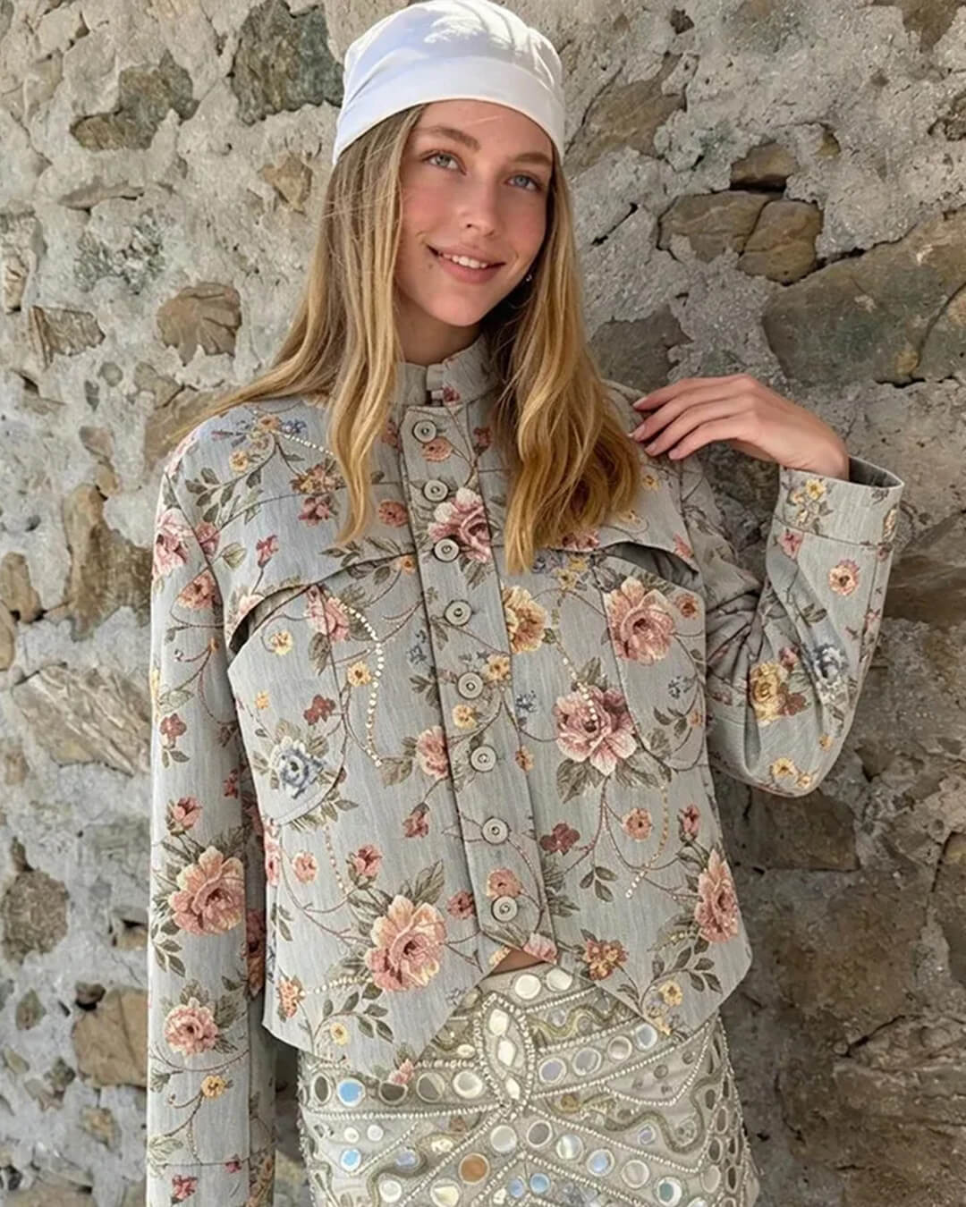 SOKYND Lily Vintage Jacquard Cropped Jacket JacketSOKYND-319063-S-OS-93143S