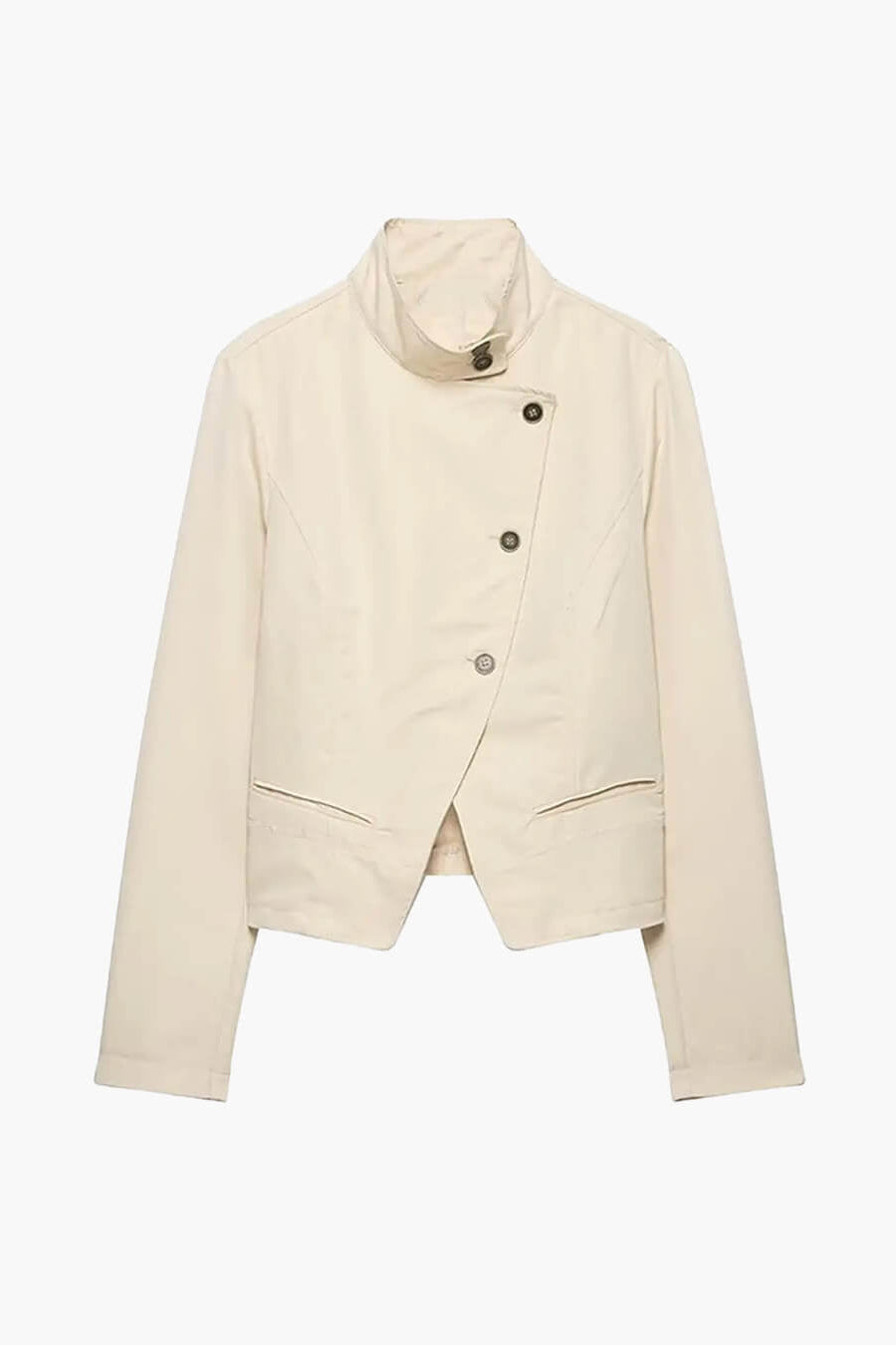 SOKYND Linda Double-Breasted Funnel Neck Blazer BlazerSOKYND-474583-BEI-XS-99319BeigeXS