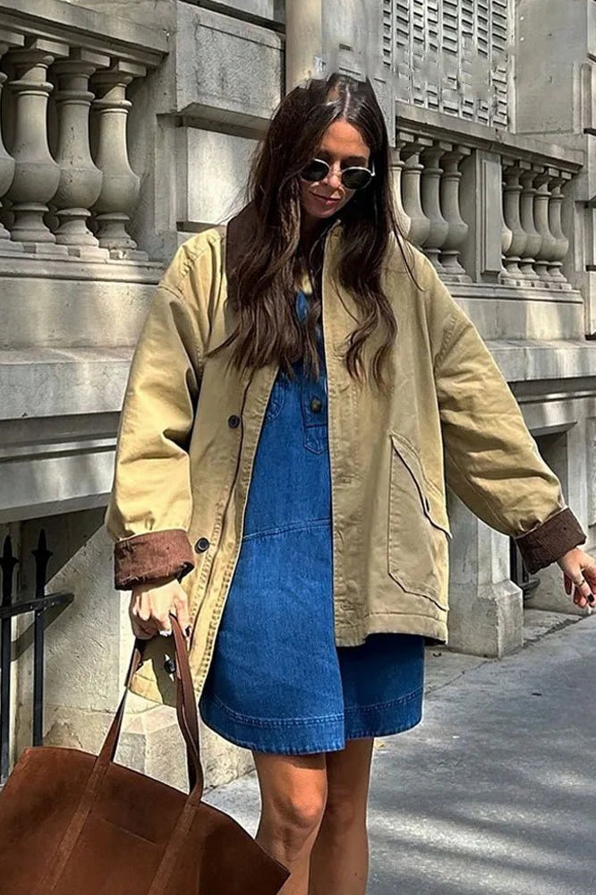 SOKYND Linda Vintage Utility Canvas Jacket JacketSOKYND-119895-BEI-L-84471BeigeL