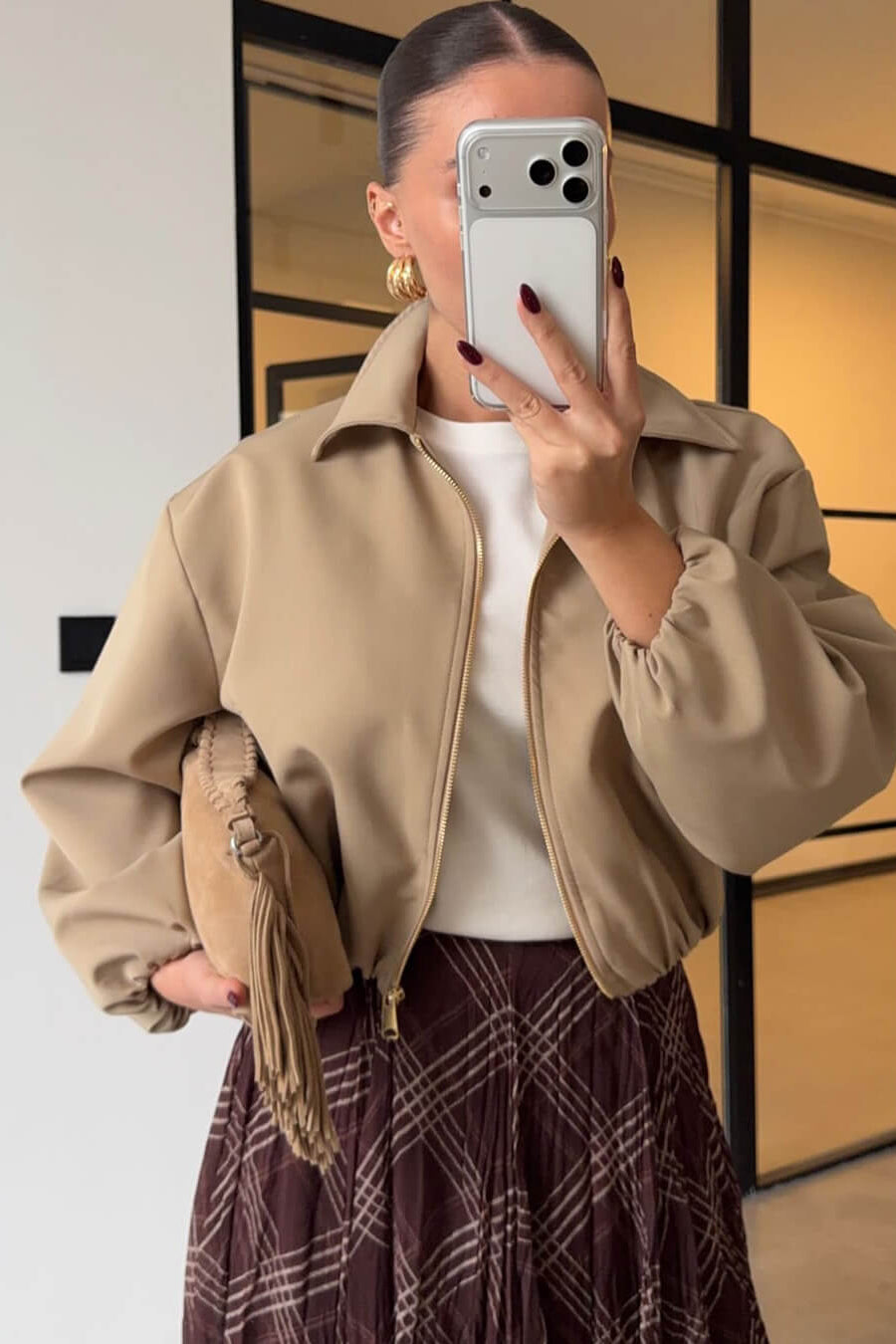 SOKYND Luana Puffed Bomber Jacket Coats & JacketsBeigeXS