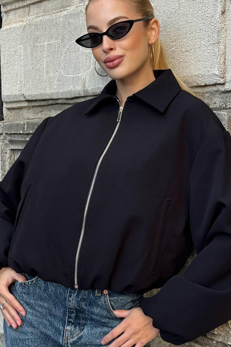 SOKYND Luana Puffed Bomber Jacket Coats & JacketsBlackXS