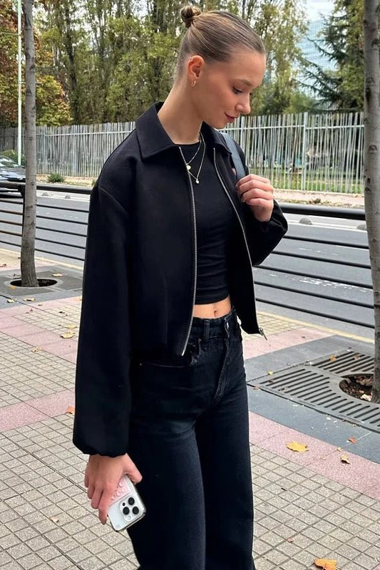 SOKYND Luana Puffed Bomber Jacket Coats & JacketsBlackXS