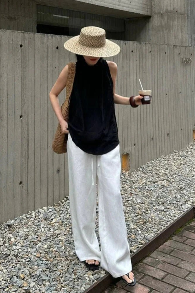 SOKYND Mabel Wide Leg Linen Pants BottomsSOKYND-970775-NAV-S-54423NavyS