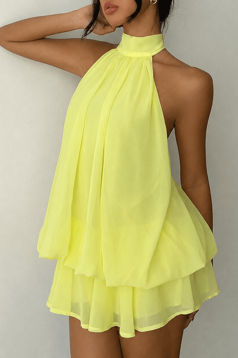SOKYND Melisande Halter Backless Mini Dress DressesSOKYND-189463-YEL-S-47511YellowS