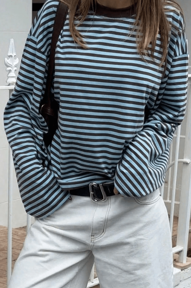 SOKYND Melissa Striped Oversized Knit Sweater SweaterSOKYND-358871-TUR-XS-89783TurquoiseXS