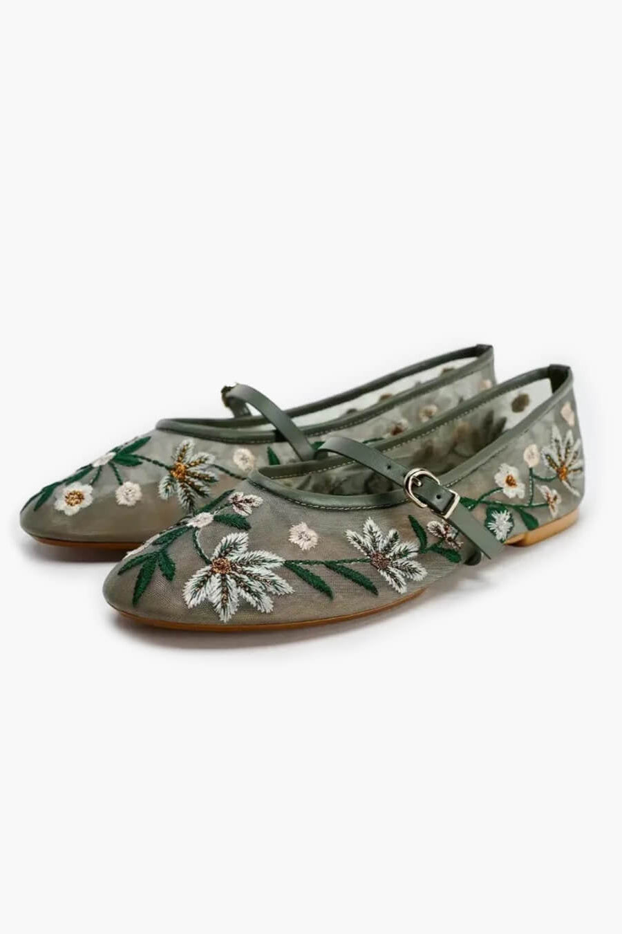 SOKYND Mia Embroidered Ballet Flats Shoesax1772777205919345961Green35
