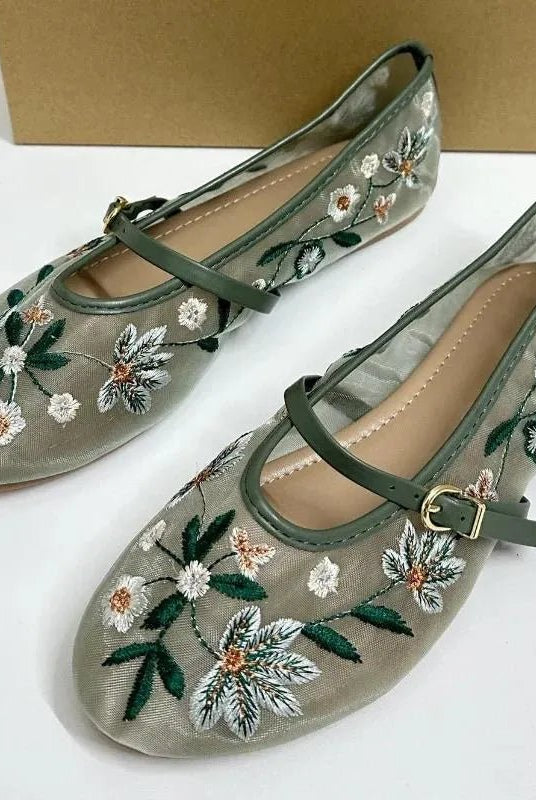 SOKYND Mia Embroidered Ballet Flats ShoesoZ1772777205919441241Green36