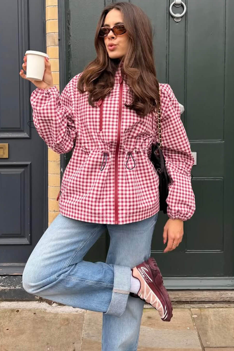 SOKYND Natalie Plaid Hooded Trench Jacket JacketSOKYND-720919-RED-XS-45719RedXS