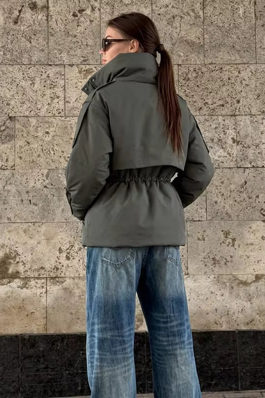 SOKYND Olivia Oversized Drawstring Waist Puffer Jacket JacketSOKYND-246423-OLI-S-32951Olive GreenS