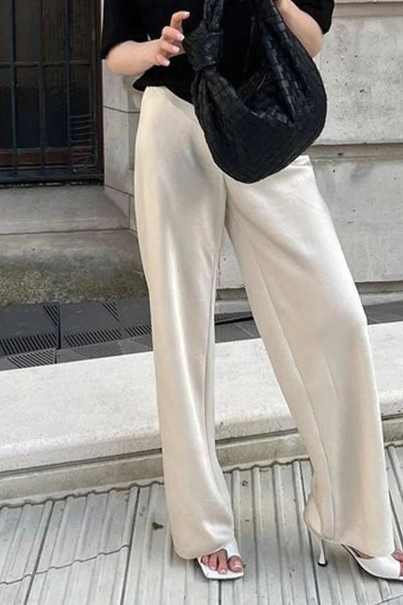 SOKYND Paige High Waist Satin Wide Leg Trousers BottomsSOKYND-594519-PIN-M-60119PinkM