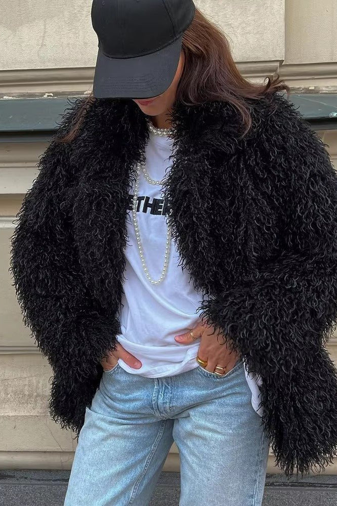 SOKYND Priscilla Fuzzy Faux Fur Coat Coats & JacketsKB1767356248755662430BlackM
