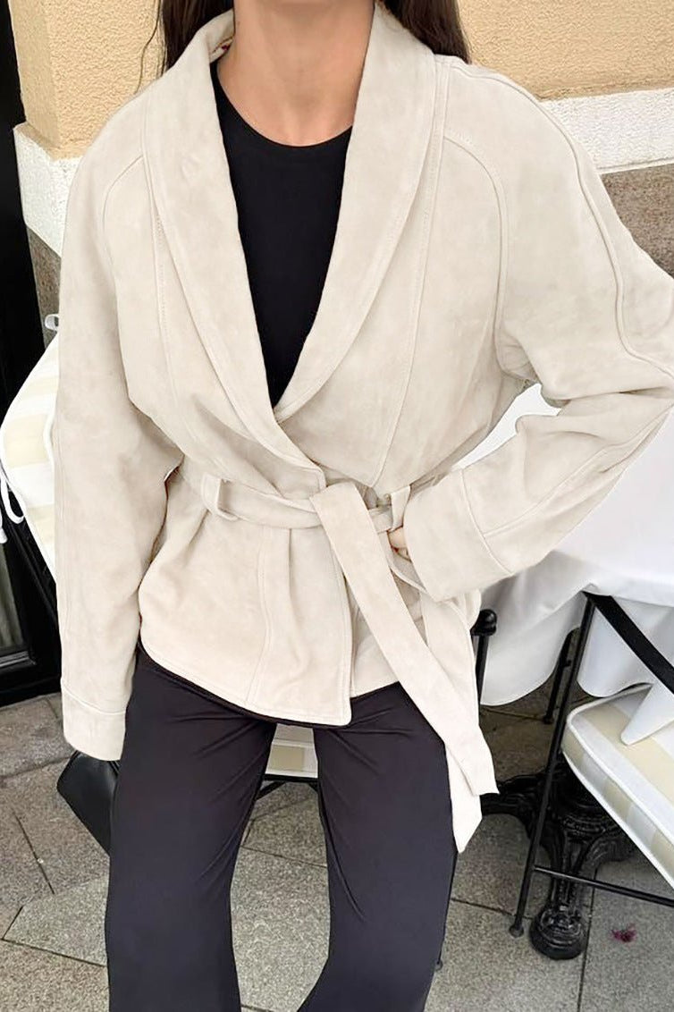 SOKYND Rebecca Belted Suede Trench Coat CoatSOKYND-557271-BEI-S-28151BeigeS