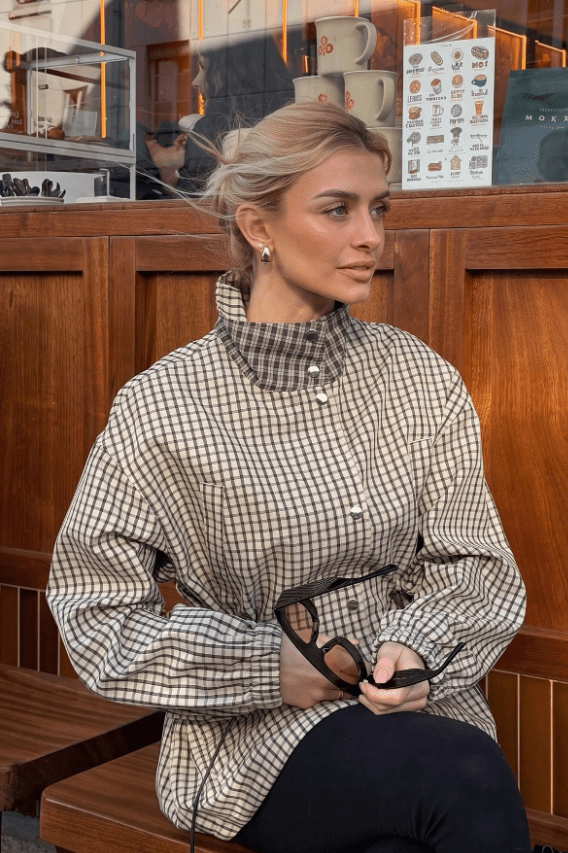 SOKYND Rebecca Vintage Plaid Cinched Jacket JacketSOKYND-209879-KHA-S-26711KhakiS