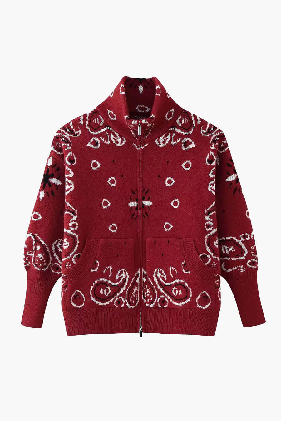 SOKYND Ruth Paisley Zip-Up Knit Jacket JacketSOKYND-675863-BUR-M-14647RedM