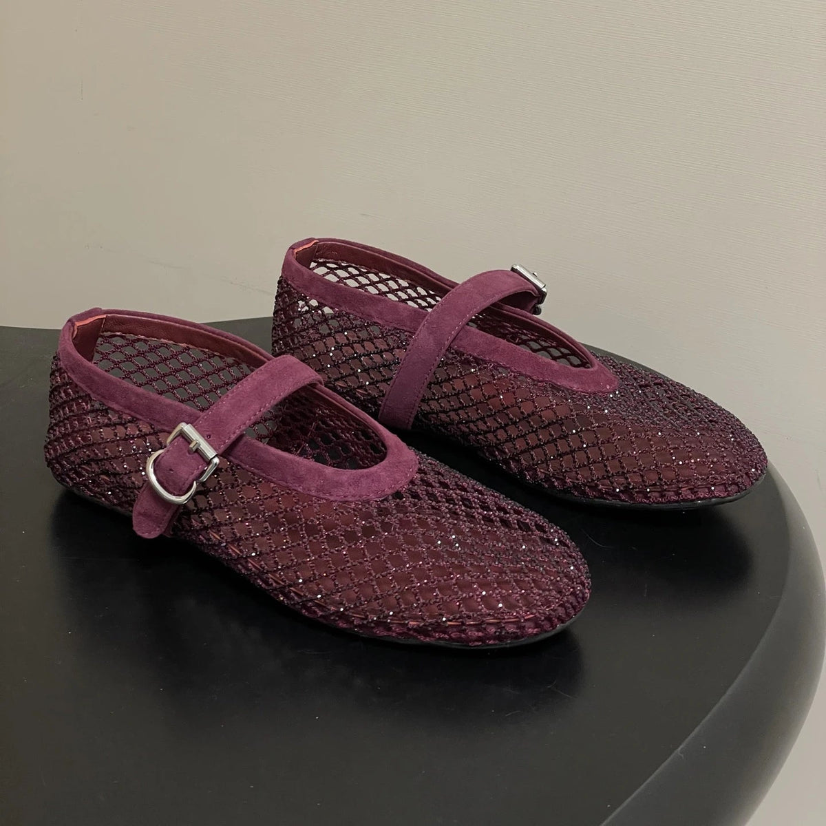 Rebecca Strass-Mesh Ballerinas