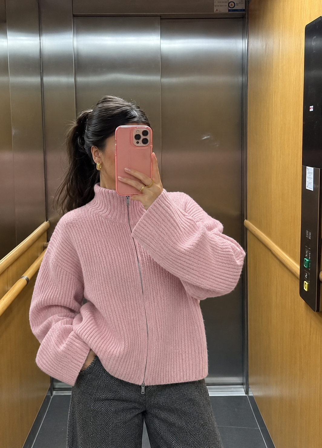 Nicole Oversized Ribbed Zip-Up Sweater